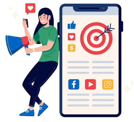 Illustration of a Social Media Marketing Agency with social elements